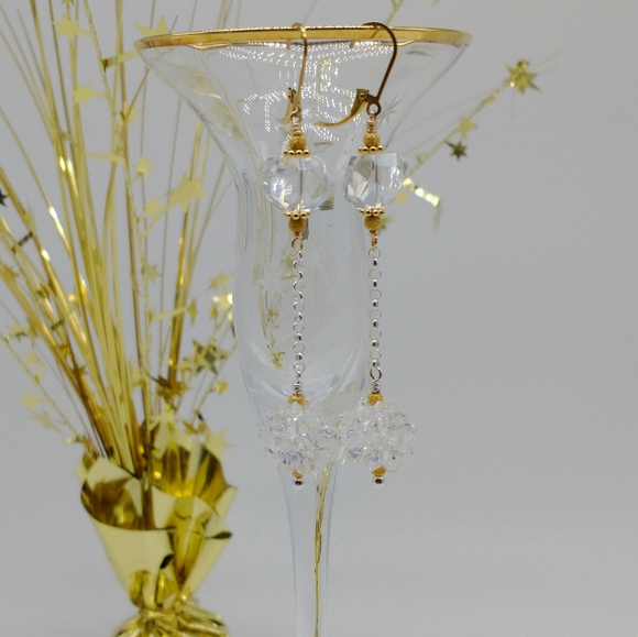 24K Vermeil Swarovski Ball Drop Earrings - Picture 9 of 9